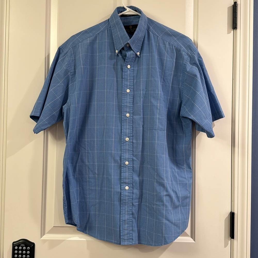 Bill Blass Black Label size M short sleeve button down blue